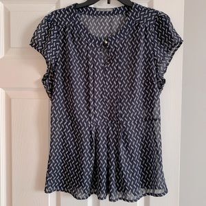 Smart Set Navy Sheer Blouse Sz Large